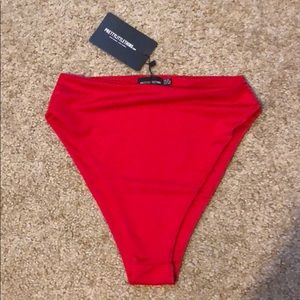 Red High Waisted Swim Bottoms